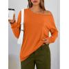 image:imageTrendy Queen Womens Off The Shoulder Tops Oversized Tshirts Long Sleeve 2026 Casual Basic TeesOrange