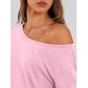 image:imageTrendy Queen Womens Off The Shoulder Tops Oversized Tshirts Long Sleeve 2026 Casual Basic TeesPink