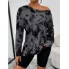 image:imageTrendy Queen Womens Off The Shoulder Tops Oversized Tshirts Long Sleeve 2026 Casual Basic TeesPrinted Grey