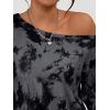 image:imageTrendy Queen Womens Off The Shoulder Tops Oversized Tshirts Long Sleeve 2026 Casual Basic TeesPrinted Grey