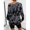 image:imageTrendy Queen Womens Off The Shoulder Tops Oversized Tshirts Long Sleeve 2026 Casual Basic TeesPrinted Grey