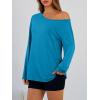 image:imageTrendy Queen Womens Off The Shoulder Tops Oversized Tshirts Long Sleeve 2026 Casual Basic TeesRoyal Blue
