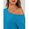 image:imageTrendy Queen Womens Off The Shoulder Tops Oversized Tshirts Long Sleeve 2026 Casual Basic TeesRoyal Blue