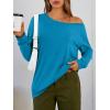 image:imageTrendy Queen Womens Off The Shoulder Tops Oversized Tshirts Long Sleeve 2026 Casual Basic TeesRoyal Blue