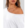 image:imageTrendy Queen Womens Off The Shoulder Tops Oversized Tshirts Long Sleeve 2026 Casual Basic TeesWhite