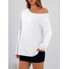image:imageTrendy Queen Womens Off The Shoulder Tops Oversized Tshirts Long Sleeve 2026 Casual Basic TeesWhite