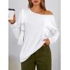 image:imageTrendy Queen Womens Off The Shoulder Tops Oversized Tshirts Long Sleeve 2026 Casual Basic TeesWhite