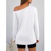 image:imageTrendy Queen Womens Off The Shoulder Tops Oversized Tshirts Long Sleeve 2026 Casual Basic TeesWhite