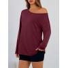 image:imageTrendy Queen Womens Off The Shoulder Tops Oversized Tshirts Long Sleeve 2026 Casual Basic TeesWinered