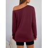 image:imageTrendy Queen Womens Off The Shoulder Tops Oversized Tshirts Long Sleeve 2026 Casual Basic TeesWinered