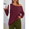 image:imageTrendy Queen Womens Off The Shoulder Tops Oversized Tshirts Long Sleeve 2026 Casual Basic TeesWinered