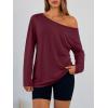 image:imageTrendy Queen Womens Off The Shoulder Tops Oversized Tshirts Long Sleeve 2026 Casual Basic TeesWinered