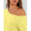 image:imageTrendy Queen Womens Off The Shoulder Tops Oversized Tshirts Long Sleeve 2026 Casual Basic TeesYellow