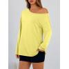 image:imageTrendy Queen Womens Off The Shoulder Tops Oversized Tshirts Long Sleeve 2026 Casual Basic TeesYellow