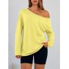 image:imageTrendy Queen Womens Off The Shoulder Tops Oversized Tshirts Long Sleeve 2026 Casual Basic TeesYellow