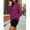 image:imageTrendy Queen Womens Oversized Long Sleeve T Shirts 2026 Basic Crewneck Tee Fall Tops Casual Workout Y2K ClothesWine