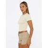 image:imageTrendy Queen Womens Short Sleeve T Shirts Summer Crop Tops Basic Slim Fit Gym Workout Y2k ClothesApricot