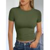 image:imageTrendy Queen Womens Short Sleeve T Shirts Summer Crop Tops Basic Slim Fit Gym Workout Y2k ClothesArmy Green