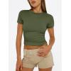 image:imageTrendy Queen Womens Short Sleeve T Shirts Summer Crop Tops Basic Slim Fit Gym Workout Y2k ClothesArmy Green