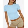 image:imageTrendy Queen Womens Short Sleeve T Shirts Summer Crop Tops Basic Slim Fit Gym Workout Y2k ClothesBaby Blue