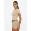 image:imageTrendy Queen Womens Short Sleeve T Shirts Summer Crop Tops Basic Slim Fit Gym Workout Y2k ClothesBeige