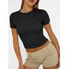 image:imageTrendy Queen Womens Short Sleeve T Shirts Summer Crop Tops Basic Slim Fit Gym Workout Y2k ClothesBlack