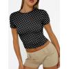 image:imageTrendy Queen Womens Short Sleeve T Shirts Summer Crop Tops Basic Slim Fit Gym Workout Y2k ClothesBlack Dots