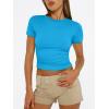 image:imageTrendy Queen Womens Short Sleeve T Shirts Summer Crop Tops Basic Slim Fit Gym Workout Y2k ClothesBlue