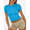 image:imageTrendy Queen Womens Short Sleeve T Shirts Summer Crop Tops Basic Slim Fit Gym Workout Y2k ClothesBlue