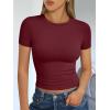 image:imageTrendy Queen Womens Short Sleeve T Shirts Summer Crop Tops Basic Slim Fit Gym Workout Y2k ClothesBurgundy