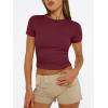 image:imageTrendy Queen Womens Short Sleeve T Shirts Summer Crop Tops Basic Slim Fit Gym Workout Y2k ClothesBurgundy