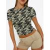 image:imageTrendy Queen Womens Short Sleeve T Shirts Summer Crop Tops Basic Slim Fit Gym Workout Y2k ClothesCamo