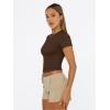 image:imageTrendy Queen Womens Short Sleeve T Shirts Summer Crop Tops Basic Slim Fit Gym Workout Y2k ClothesChocolate