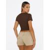 image:imageTrendy Queen Womens Short Sleeve T Shirts Summer Crop Tops Basic Slim Fit Gym Workout Y2k ClothesChocolate