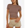 image:imageTrendy Queen Womens Short Sleeve T Shirts Summer Crop Tops Basic Slim Fit Gym Workout Y2k ClothesCoffee