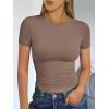 image:imageTrendy Queen Womens Short Sleeve T Shirts Summer Crop Tops Basic Slim Fit Gym Workout Y2k ClothesCoffee Grey
