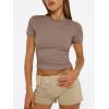 image:imageTrendy Queen Womens Short Sleeve T Shirts Summer Crop Tops Basic Slim Fit Gym Workout Y2k ClothesCoffee Grey