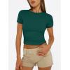 image:imageTrendy Queen Womens Short Sleeve T Shirts Summer Crop Tops Basic Slim Fit Gym Workout Y2k ClothesDark Green