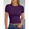 image:imageTrendy Queen Womens Short Sleeve T Shirts Summer Crop Tops Basic Slim Fit Gym Workout Y2k ClothesDeep Purple