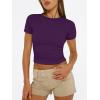 image:imageTrendy Queen Womens Short Sleeve T Shirts Summer Crop Tops Basic Slim Fit Gym Workout Y2k ClothesDeep Purple