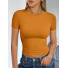image:imageTrendy Queen Womens Short Sleeve T Shirts Summer Crop Tops Basic Slim Fit Gym Workout Y2k ClothesGolden Ochre