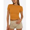 image:imageTrendy Queen Womens Short Sleeve T Shirts Summer Crop Tops Basic Slim Fit Gym Workout Y2k ClothesGolden Ochre