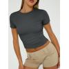 image:imageTrendy Queen Womens Short Sleeve T Shirts Summer Crop Tops Basic Slim Fit Gym Workout Y2k ClothesGray