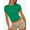 image:imageTrendy Queen Womens Short Sleeve T Shirts Summer Crop Tops Basic Slim Fit Gym Workout Y2k ClothesGreen