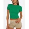 image:imageTrendy Queen Womens Short Sleeve T Shirts Summer Crop Tops Basic Slim Fit Gym Workout Y2k ClothesGreen