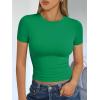 image:imageTrendy Queen Womens Short Sleeve T Shirts Summer Crop Tops Basic Slim Fit Gym Workout Y2k ClothesGreen