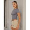 image:imageTrendy Queen Womens Short Sleeve T Shirts Summer Crop Tops Basic Slim Fit Gym Workout Y2k ClothesGrey02