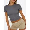 image:imageTrendy Queen Womens Short Sleeve T Shirts Summer Crop Tops Basic Slim Fit Gym Workout Y2k ClothesGrey02