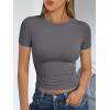 image:imageTrendy Queen Womens Short Sleeve T Shirts Summer Crop Tops Basic Slim Fit Gym Workout Y2k ClothesGrey02