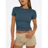 image:imageTrendy Queen Womens Short Sleeve T Shirts Summer Crop Tops Basic Slim Fit Gym Workout Y2k ClothesHaze Blue